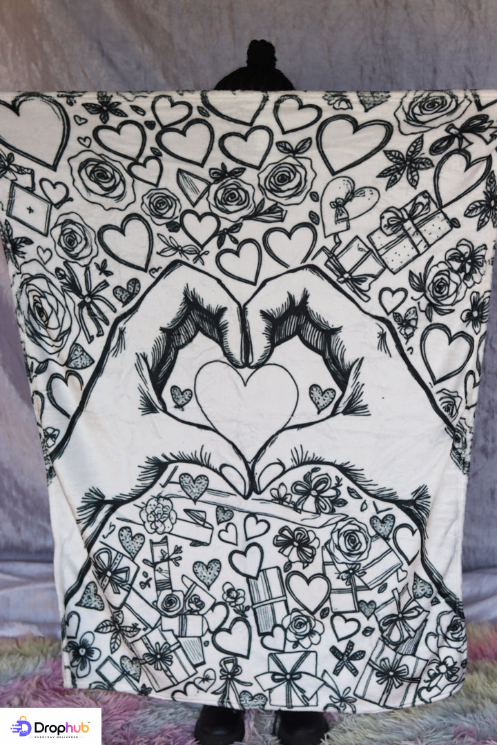 ColorCanvas – Heart Hand-Painted Coloring Blanket