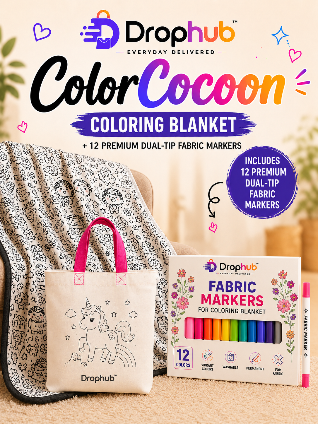 ColorCocoon™ Kids Coloring Blanket