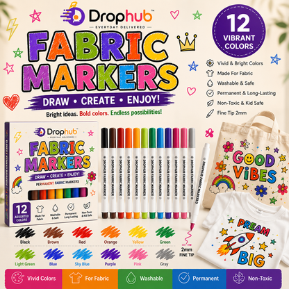 12-Pack Fabric Markers for Clothes