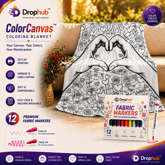 ColorCanvas – Heart Hand-Painted Coloring Blanket