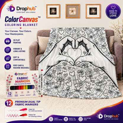 ColorCanvas – Heart Hand-Painted Coloring Blanket